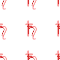 Poster - Seamless pattern of large isolated red astrological saturn symbols. The elements are evenly spaced. Illustration on light red background