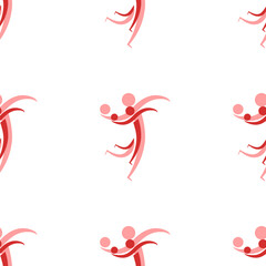 Poster - Seamless pattern of large isolated red handball symbols. The elements are evenly spaced. Illustration on light red background
