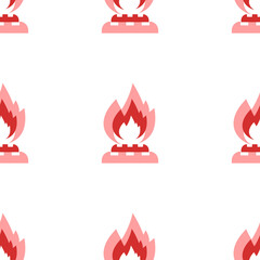 Poster - Seamless pattern of large isolated red gas symbols. The elements are evenly spaced. Illustration on light red background