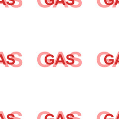 Poster - Seamless pattern of large isolated red gas text symbols. The elements are evenly spaced. Illustration on light red background