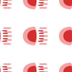 Poster - Seamless pattern of large isolated red headlight symbols. The elements are evenly spaced. Illustration on light red background