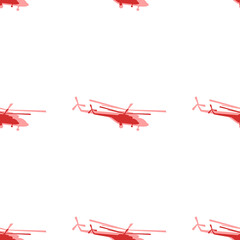 Wall Mural - Seamless pattern of large isolated red helicopter symbols. The elements are evenly spaced. Illustration on light red background