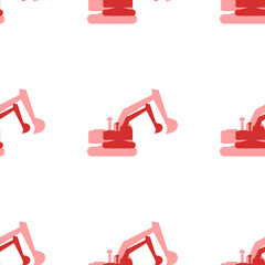 Poster - Seamless pattern of large isolated red excavator symbols. The elements are evenly spaced. Illustration on light red background