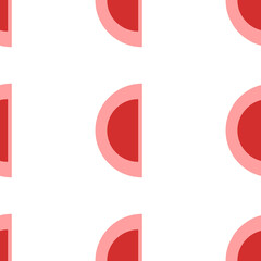 Poster - Seamless pattern of large isolated red semicircle symbols. The elements are evenly spaced. Illustration on light red background