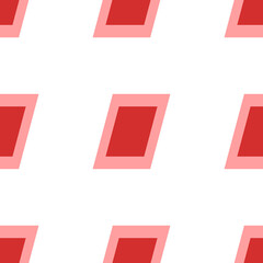 Poster - Seamless pattern of large isolated red parallelogram symbols. The elements are evenly spaced. Illustration on light red background