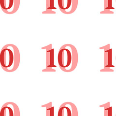 Poster - seamless pattern of large isolated red number ten symbols. the elements are evenly spaced. illustrat