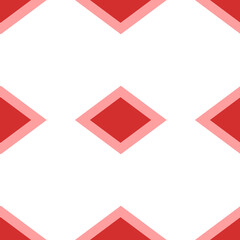 Poster - Seamless pattern of large isolated red rhombus symbols. The elements are evenly spaced. Illustration on light red background