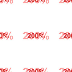 Poster - Seamless pattern of large isolated red 200 percent symbols. The elements are evenly spaced. Illustration on light red background