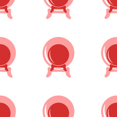 Poster - seamless pattern of large isolated red spirit ball symbols. the elements are evenly spaced. illustra