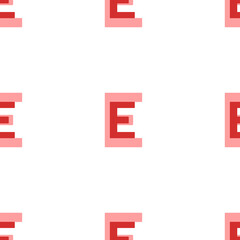 Poster - Seamless pattern of large isolated red capital letter E symbols. The elements are evenly spaced. Illustration on light red background