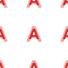 Poster - Seamless pattern of large isolated red capital letter A symbols. The elements are evenly spaced. Illustration on light red background