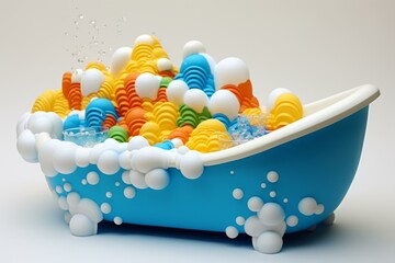 Poster - Colorful Toy bathtub foam. Plastic cleaning. Generate Ai