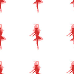Poster - Seamless pattern of large isolated red ballerina symbols. The elements are evenly spaced. Illustration on light red background