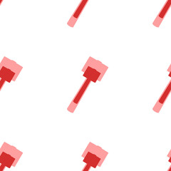 Poster - Seamless pattern of large isolated red mallet symbols. The elements are evenly spaced. Illustration on light red background