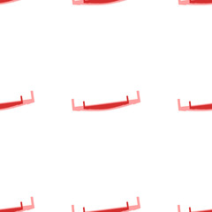 Poster - Seamless pattern of large isolated red two-handed saws. The elements are evenly spaced. Illustration on light red background