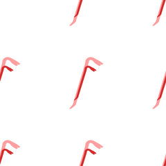 Poster - Seamless pattern of large isolated red crowbar symbols. The elements are evenly spaced. Illustration on light red background