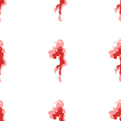 Poster - Seamless pattern of large isolated red enchantress symbols. The elements are evenly spaced. Illustration on light red background