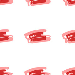 Poster - Seamless pattern of large isolated red sanding symbols. The elements are evenly spaced. Illustration on light red background