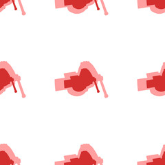 Poster - Seamless pattern of large isolated red vise symbols. The elements are evenly spaced. Illustration on light red background