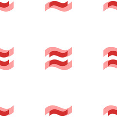Poster - Seamless pattern of large isolated red approximately equal symbols. The elements are evenly spaced. Illustration on light red background