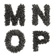3d render of Nuts and bolts capital letter alphabet - letters M-P