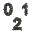3d render of Nuts and bolts capital letter alphabet - digits 0-2