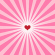 Red heart on pink star shaped retro background, love symbol, vector