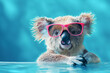 © ADDICTIVE STOCK - Funny koala wearing pink sunglasses in a pool. Generative AI image
