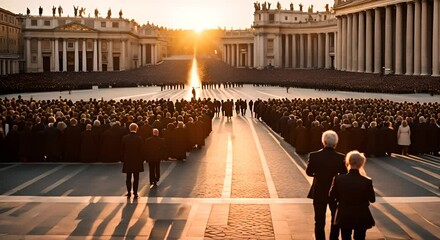 Wall Mural - People in front of the Vatican. Audience at the Vatican.