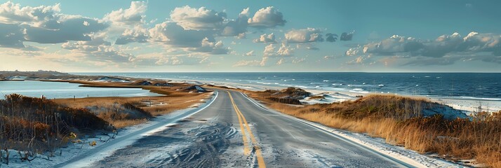 Wall Mural - A coastal road on the Pensacola beach area realistic nature and landscape