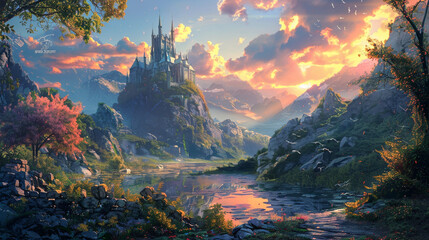 Wall Mural - Studio background depicted as a scene from a fantasy novel