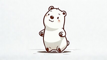 Poster -   Illustration of a white bear on all fours with a cheerful expression and extended limbs