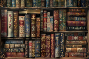 Wall Mural - A cozy and nostalgic illustration where the rich history and charm of old books are showcased