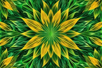 Poster - Abstract yellow and green design - digital artwork illustration