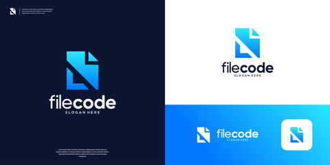 Sticker - Document code tech logo design template.