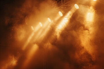 Poster - A concert stage featuring spotlights with smoke billowing out, creating a dramatic atmosphere