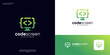 © kiarev - Modern programer code logo icon. Monitor computer coding logo design template.