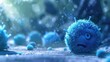 fantasy blue virus character with sad face meme