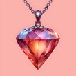 Romance Theme Diamond Pendant Illustrated in Triadic Color Scheme Flat Design
