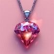 Romance Theme Flat Design Diamond Pendant in Triadic Color Scheme