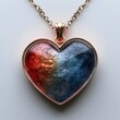 Flat Design Heart Pendant in Romantic Watercolor Complementary Color Scheme