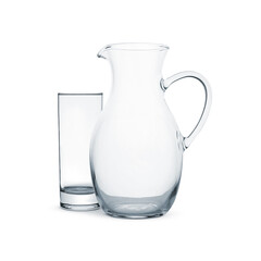 Canvas Print - Empty glass and jug isolated on white