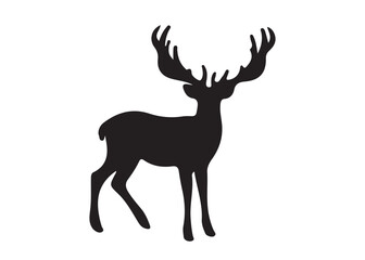 isolated black silhouette of a deer collection, deer silhouette vector.