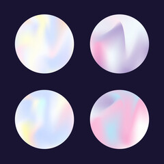 Wall Mural - Holographic abstract backgrounds set. Gradient hologram. Trendy holographic backdrop. Minimalistic 90s, 80s retro style graphic template for placard, presentation, banner, brochure.