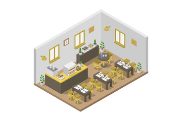 Canvas Print - Isometric cafe room