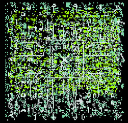 Poster - Abstract glitchy background with random pixel noise. Vector illustration in green and black colors.
