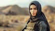 Muslim woman only soldiers wear headscarves and combat equipment vests wallpaper AI generated image