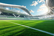 Ultra modern football stadium with green grass on field