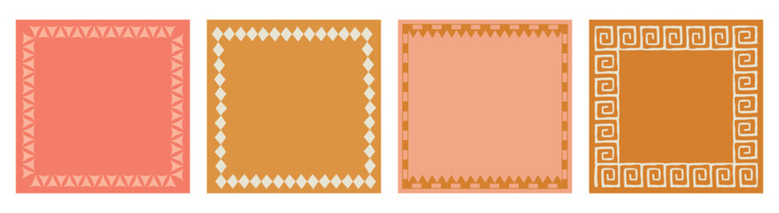 Poster - Vector set of linear frames and borders - abstract design elements for decoration or logo design templates in modern minimalist style with copy space for text, boho summer style.