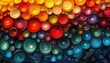 Digital art of round cells, abstract geometric arrangement, vivid colors, dynamic